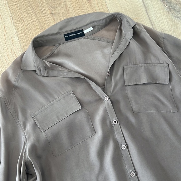 Brown High Low Button Down Shirt - Picture 2 of 3